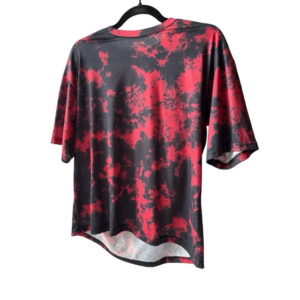 red & black grunge tie dye t shirt | y2k oversized tee | streetwear top